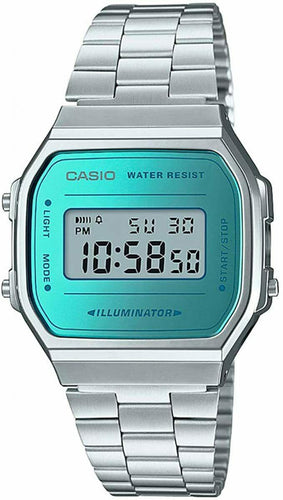 Casio Retro A168WEM-2DF Black Dial Digital On Stainless Steel Wrist Shot