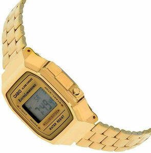Casio Retro A168WG-9WDF Gold Dial Digital On Gold Stainless Steel Case Shot