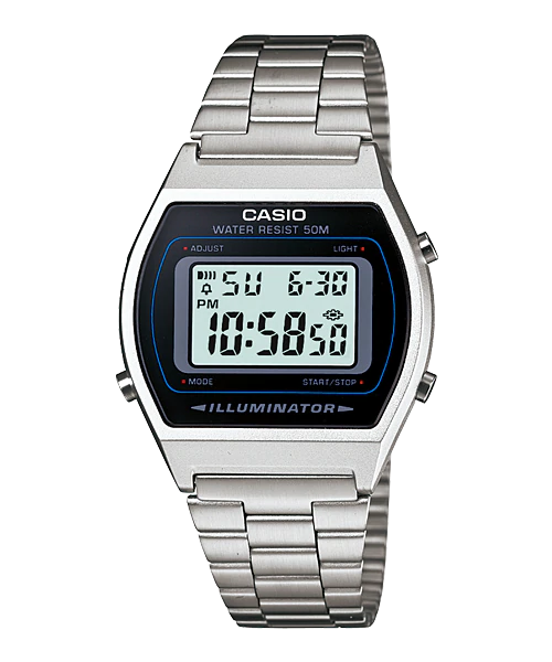 Casio_Retro_B640WD-1AVDF_Black_Dial_Digital_On_Stainless_Steel_Wrist_Shot