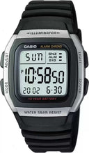 Load image into Gallery viewer, Casio Youth Series W-96H-1AVDF Matt Silver Case On Black Resin Wrist Shot
