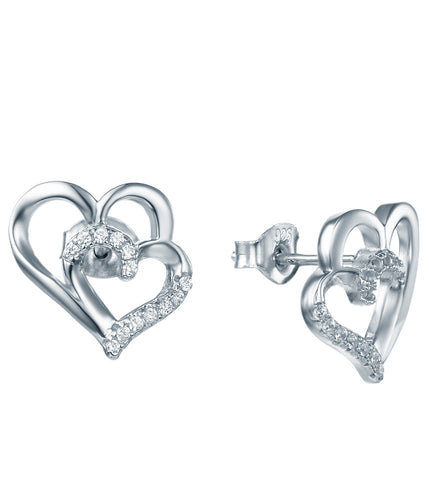 Silver Lining Sterling Silver Double Heart Earrings SE00007 R549 Sale R359