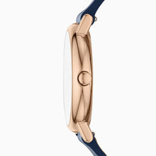 Load image into Gallery viewer, Skagen Signatur Watch SKW2838 Ladies Rose Gold On Blue Leather Case Shot
