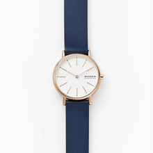 Load image into Gallery viewer, Skagen Signatur Watch SKW2838 Ladies Rose Gold On Blue Leather Enlarged
