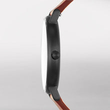 Load image into Gallery viewer, Skagen Mens Watch Signatur SKW6374 White On Brown Leather Case Shot
