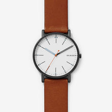 Load image into Gallery viewer, Skagen Mens Watch Signatur SKW6374 White On Brown Leather Enlarged
