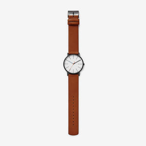 Skagen Mens Watch Signatur SKW6374 White On Brown Leather Full Length