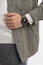 Load image into Gallery viewer, Skagen Signatur Field Watch SKW6541 42mm Black &amp; Tan On Green Silicone Worn Shot 3
