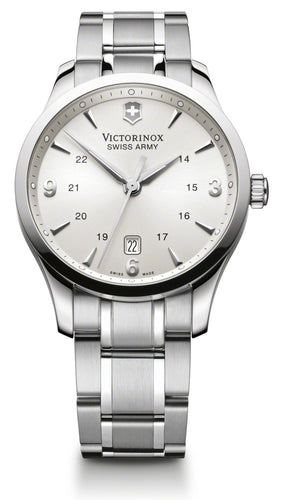 Victorinox Alliance 241476 Stainless Steel Case With Silver Markers On Silver Dial On Stainless Steel Wrist Shot