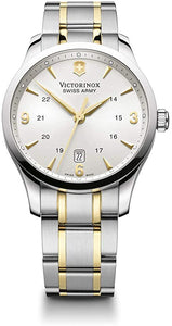 Victorinox Alliance 241477 Stainless Steel Case With Gold Markers On Cream White Dial On Two Tone Stainless Steel Wrist Shot