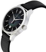 Load image into Gallery viewer, Victorinox Alliance 241754 Stainless Steel Case With Silver Markers On Black Mother Of Pearl Dial On Black Leather Case Shot
