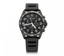 Load image into Gallery viewer, Victorinox Fieldforce 241926.1 White Markers On Black Dial &amp; Black PVD Stainless Steel Case Black Rubber Wrist Shot
