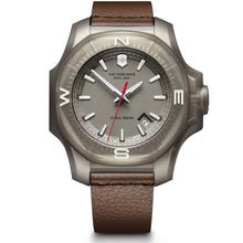 Load image into Gallery viewer, Victorinox INOX 241738 Grey Dial On Brown Leather Wrist Shot With Bumper
