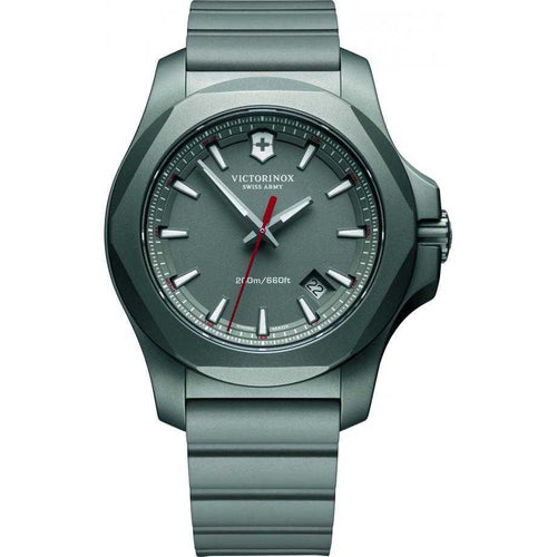 Victorinox INOX 241757 Titanium Grey Dial On Grey Rubber Wrist Shot