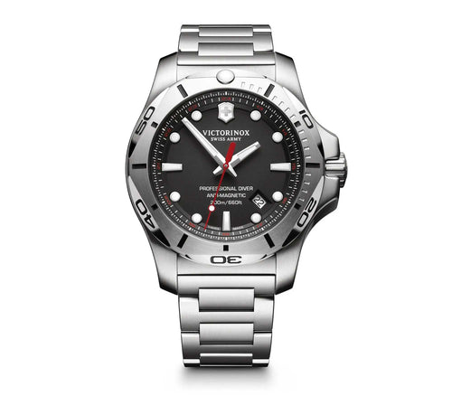 Victorinox INOX Professional Diver Stainless Steel 241781 Black Dial On Stainless Steel Wrist Shot