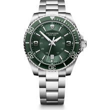 Load image into Gallery viewer, Victorinox Maverick 241934 Green Bezel With Silver Markers On Green Dial And Stainless Steel Wrist Shot
